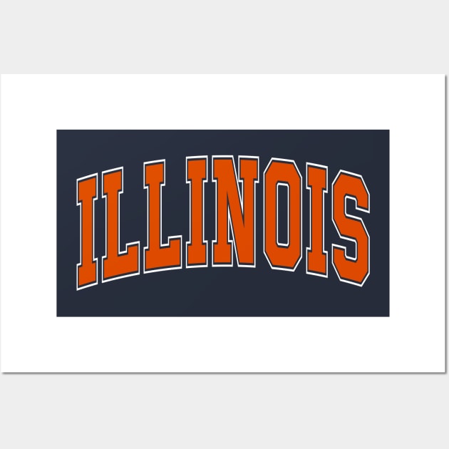 Illinois - college university font letters text word football basketball baseball softball volleyball hockey love fan player christmas birthday gift for men women kids mothers fathers day dad mom vintage retro Wall Art by Fanboy04